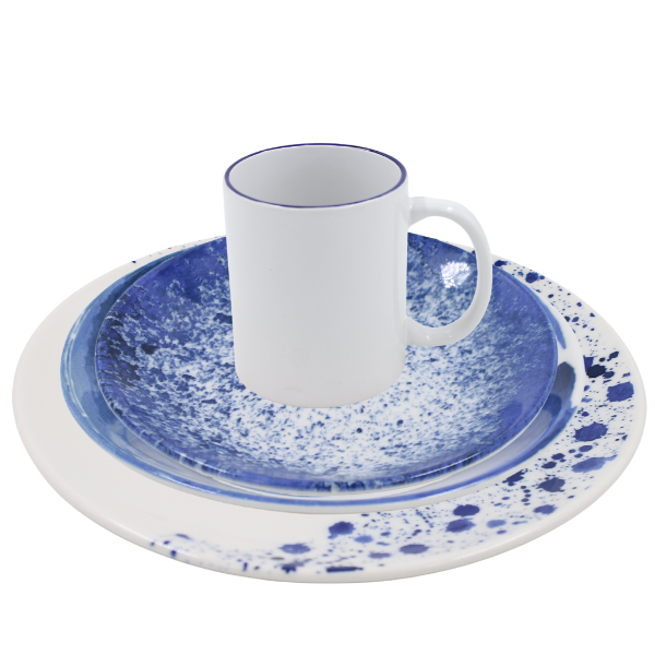 Vajilla de porcelana Anfora Blue Wabe 16 piezas