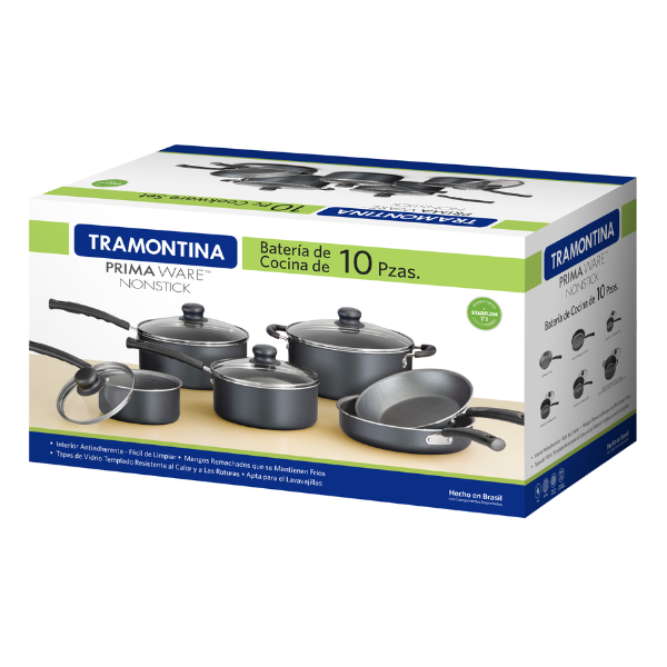 Bateria De Cocina 10 Primaware Nonstick Piezas 1.8 Mm Gris@