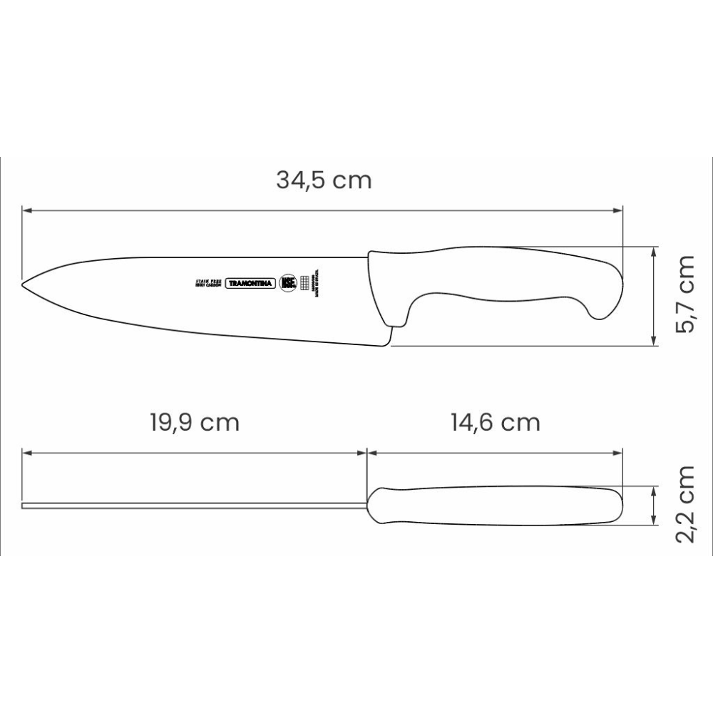 Cuchillo profesional para Chef 8 pulgadas amarillo Tramontina