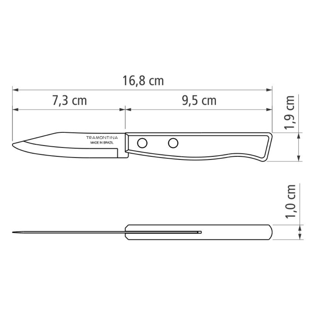 Cuchillo mondador con mango de madera Tramontina