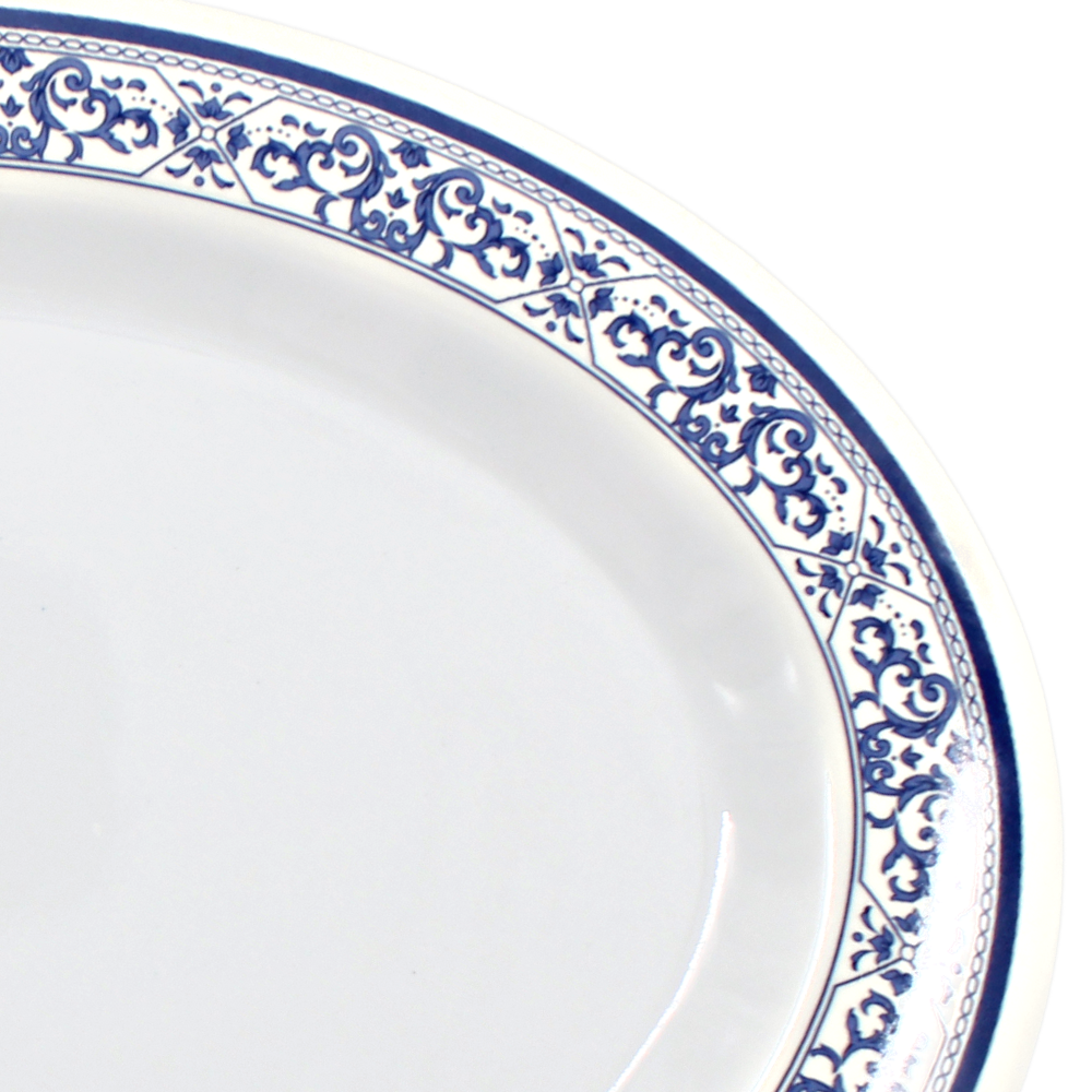 Plato oval 14&quot; melamina talavera azul