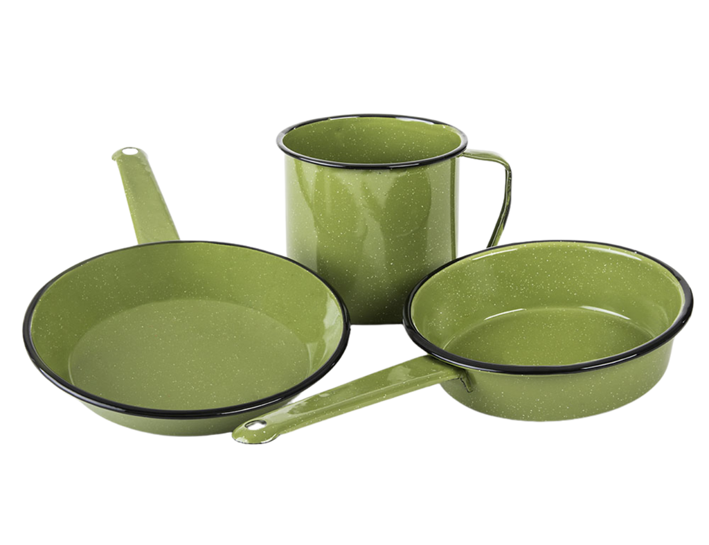 Batería de cocina Cinsa 9 piezas peltre línea Clásica Huasteca verde