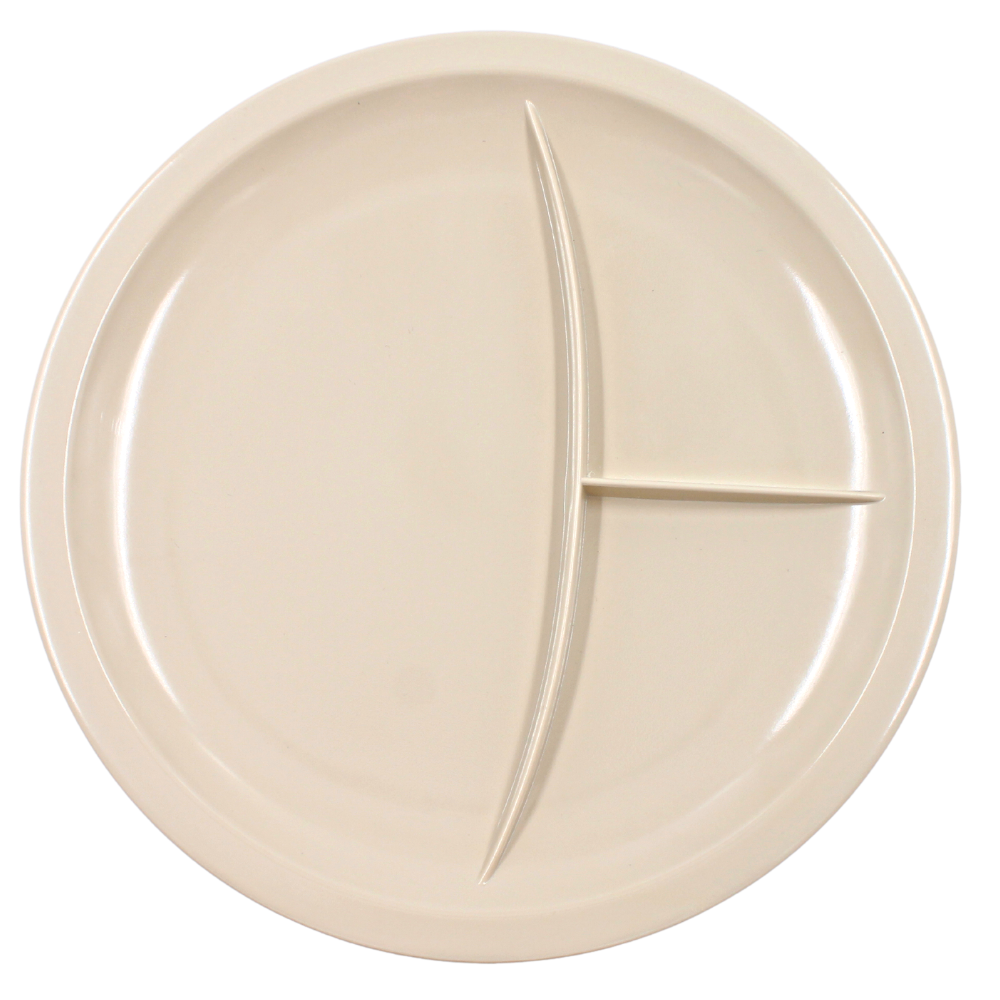 Plato trinche con 3 divisiones 10&quot; 25 cm melamina beige