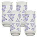 Juego de 4 vasos 16 onzas (473 ml) con decorado triángulos morado @