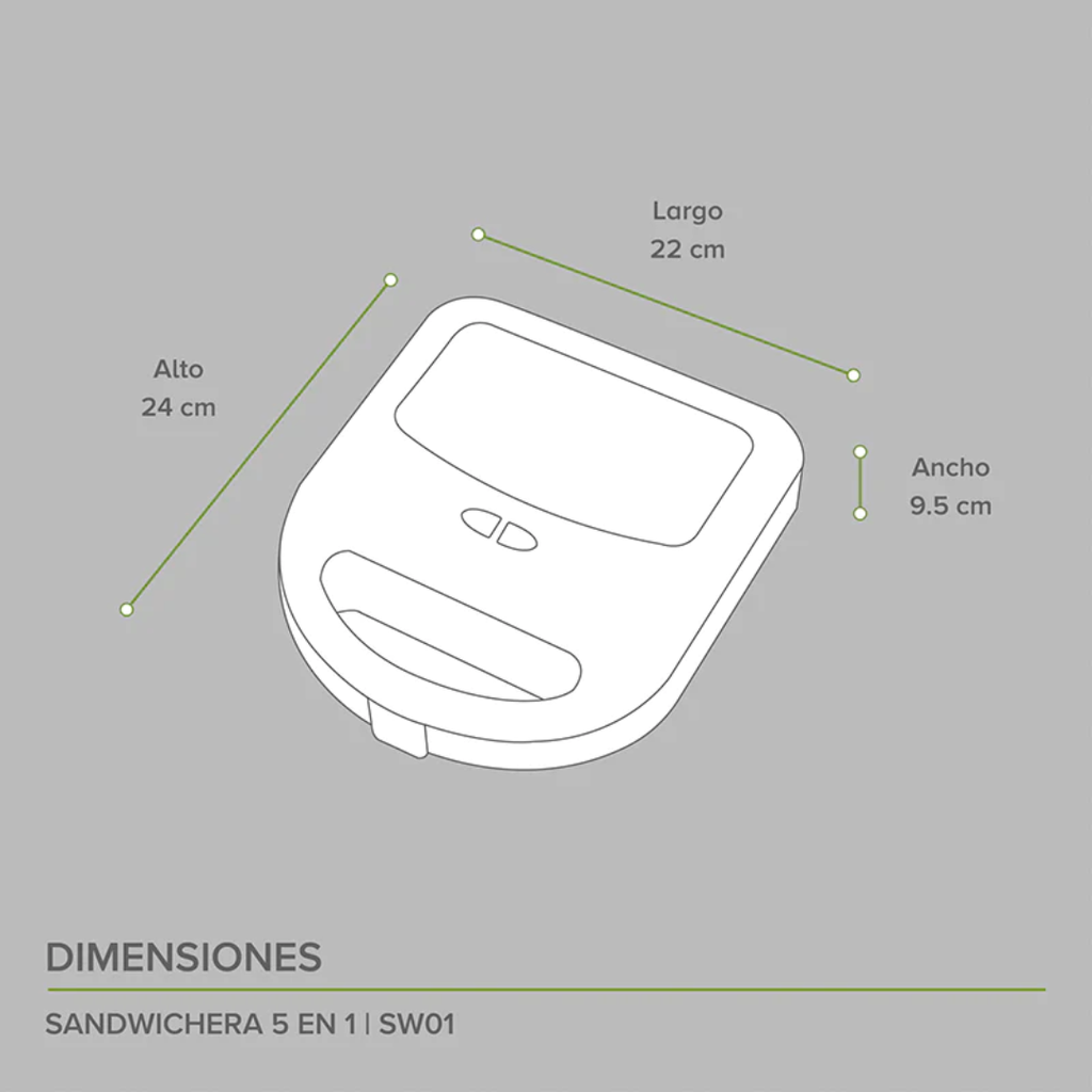 Sandwichera con 5 moldes diferentes para cocción Avera @