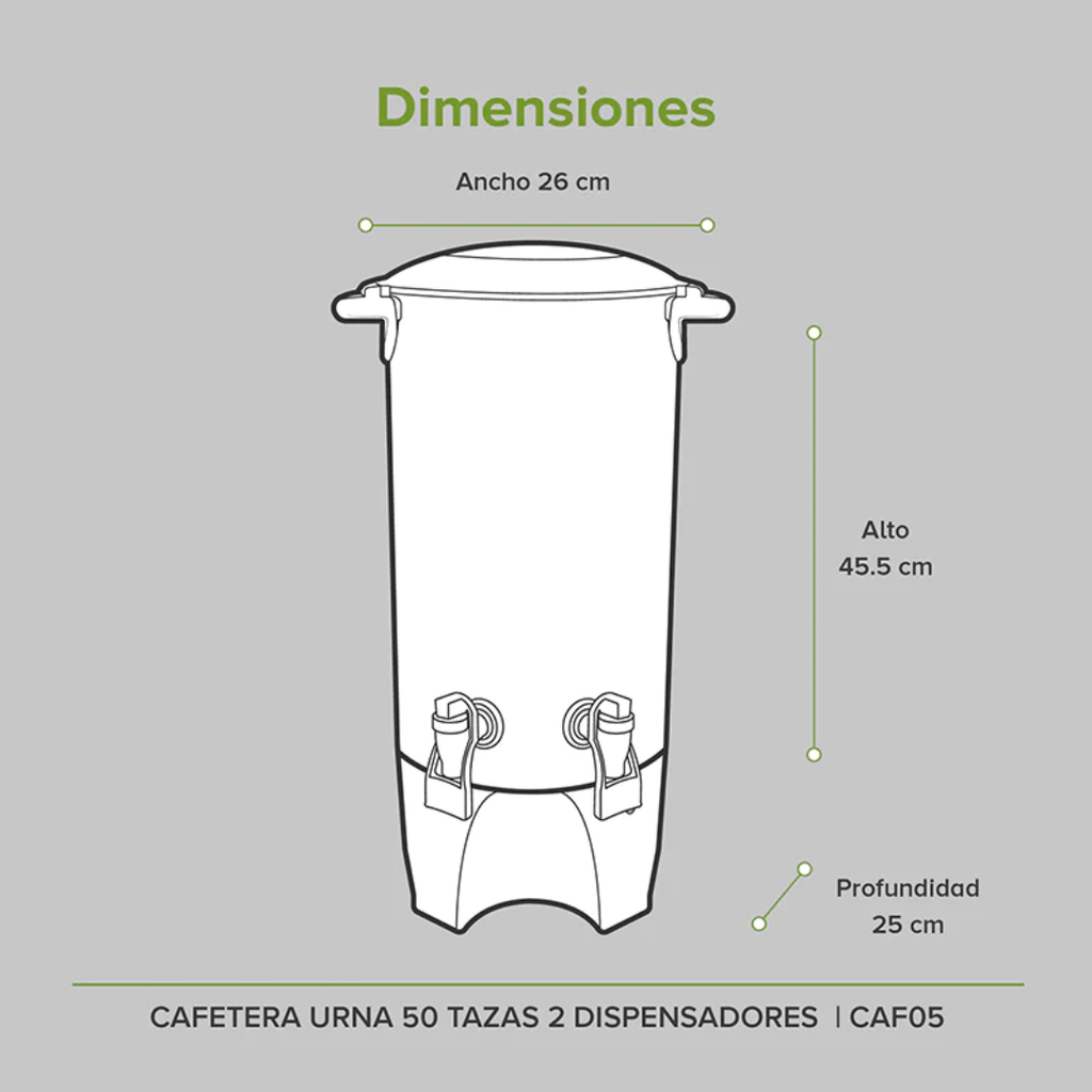 Cafetera urna de acero inoxidable con 2 dispensadores para 50 tazas Avera @