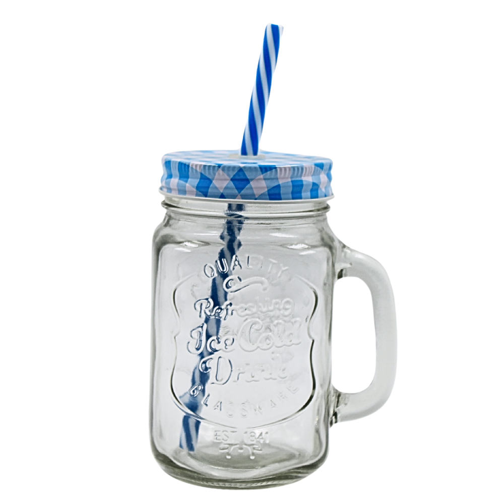 Mason Jar Labrado tapa mantel y popote 480 ml @