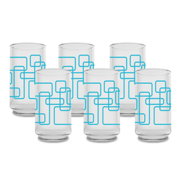 [1453543] Juego de 6 vasos 12 onzas (354 ml) con decorado de Entrecuadros azul(ONE SHOT)