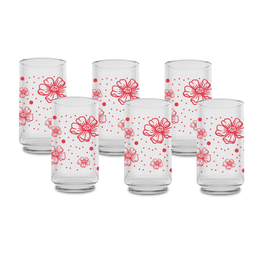 [1453544] Juego de 6 vasos 12 onzas (354 ml) con decorado Miraflores(ONE SHOT)