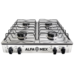 [1542103] Parrilla de gas 4 quemadores acero inoxidable AlfaMex